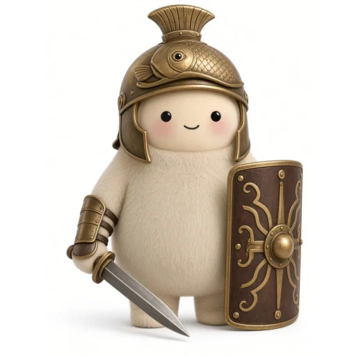 A plush muse gladiator, murmillo class